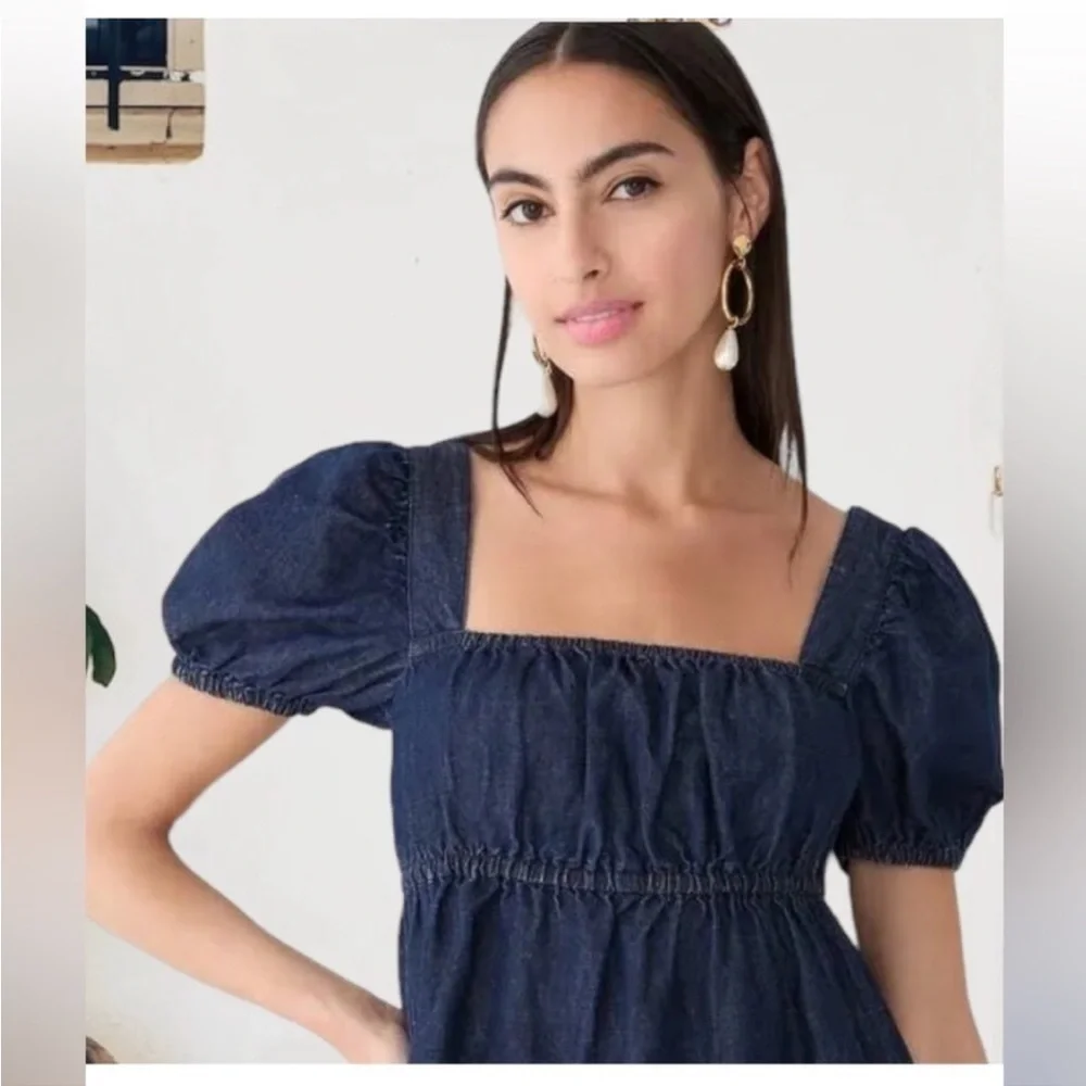 NWT J. Crew Square Neck Denim Mini Dress